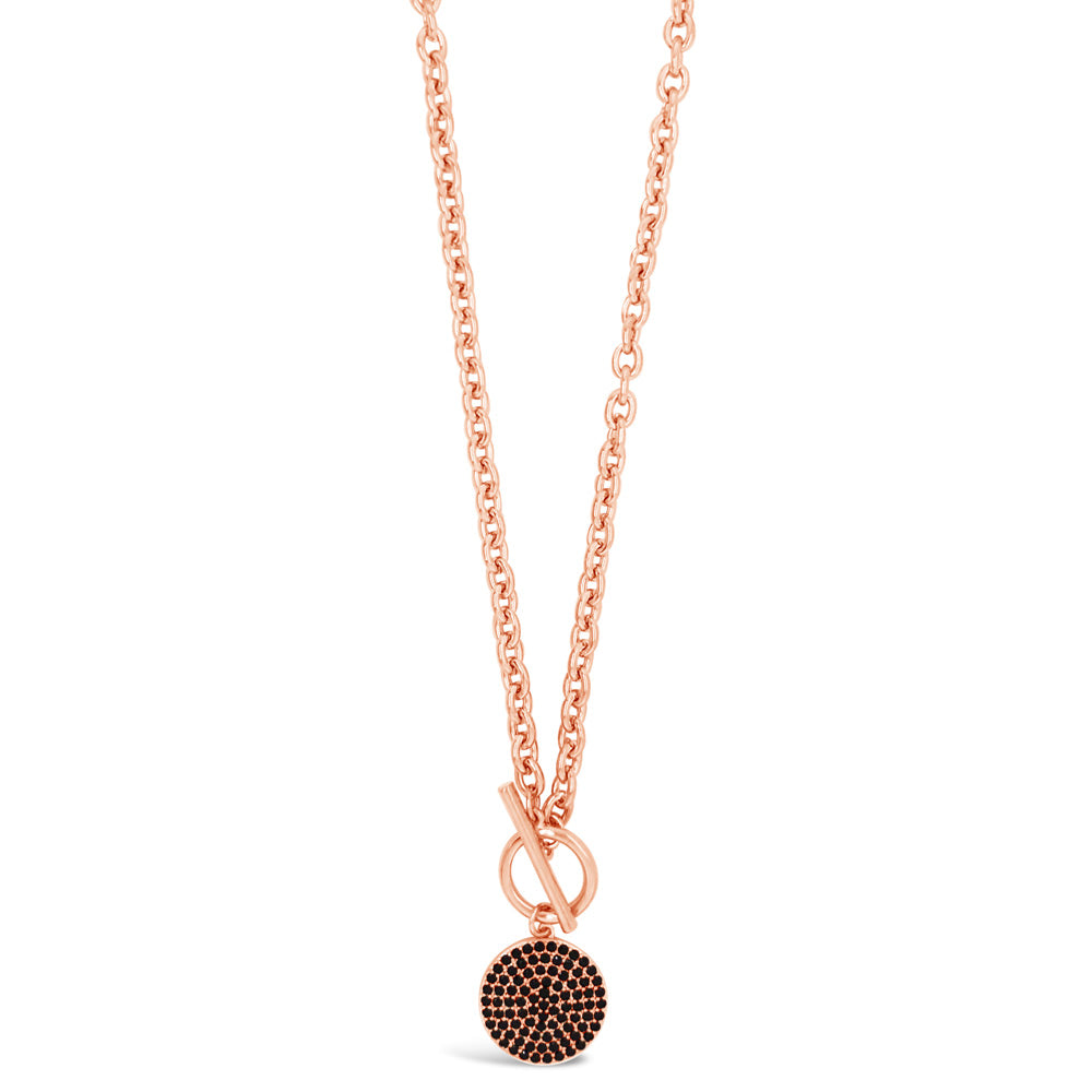 Arina Black Crystals Rose Gold Lock Necklace